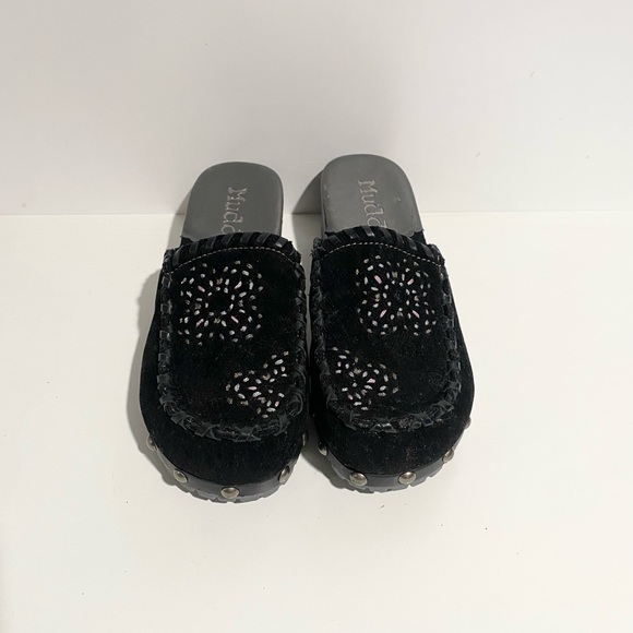 MUDD Vintage Y2K 90s Rosey Black Mule Clog Platform Chunky Slide Studded Shoe - Picture 2 of 11